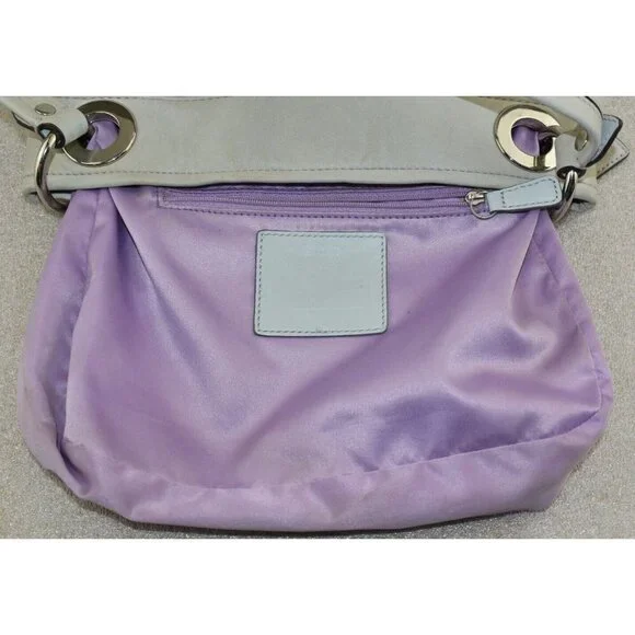 Coach Womens Ashley Signature Op Art Hippie Purse Silver Cream Shoulder Handbag - Picture 13 of 14